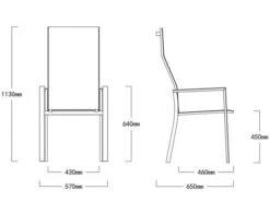 Alu Stapelsessel Trivento Highback Anthrazit|light-smoke -Gartenmöbel Verkäufe technische zeichnung stapelsessel trivento highback 627x627 2