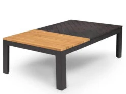 Alu Lounge Queens Kaffeetisch 110x80cm Mit Teak