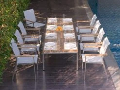 Zebra Infinity Stapelsessel Edelstahl Teakholz Batyline -Gartenmöbel Verkäufe zebra infinity stapelsessel edelstahl batyline ambientebild 2 627x627